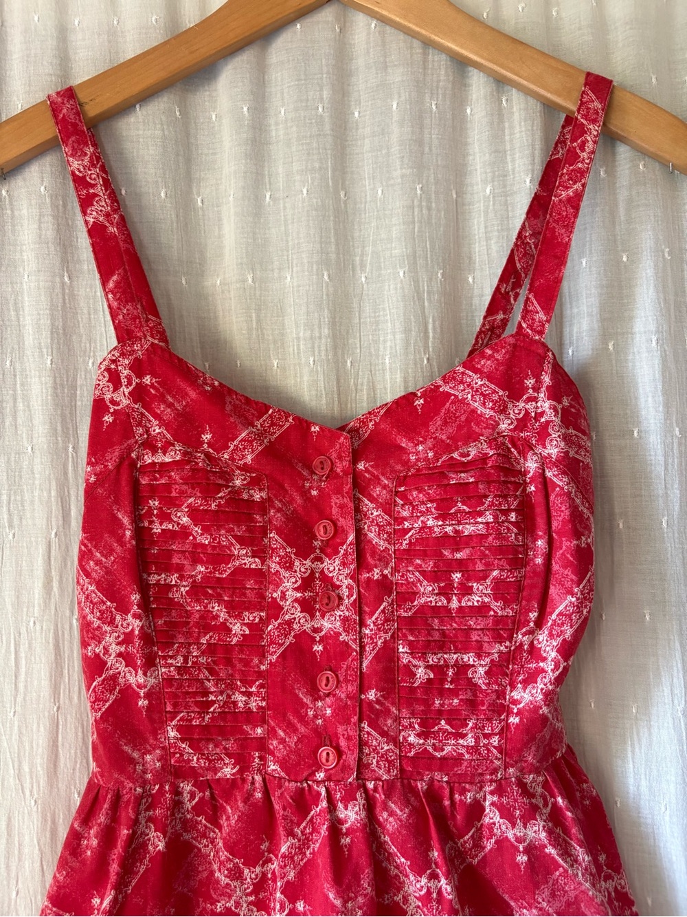 RVCA Red Patterned Button-Front Mini Sundress - Picture 2 of 7